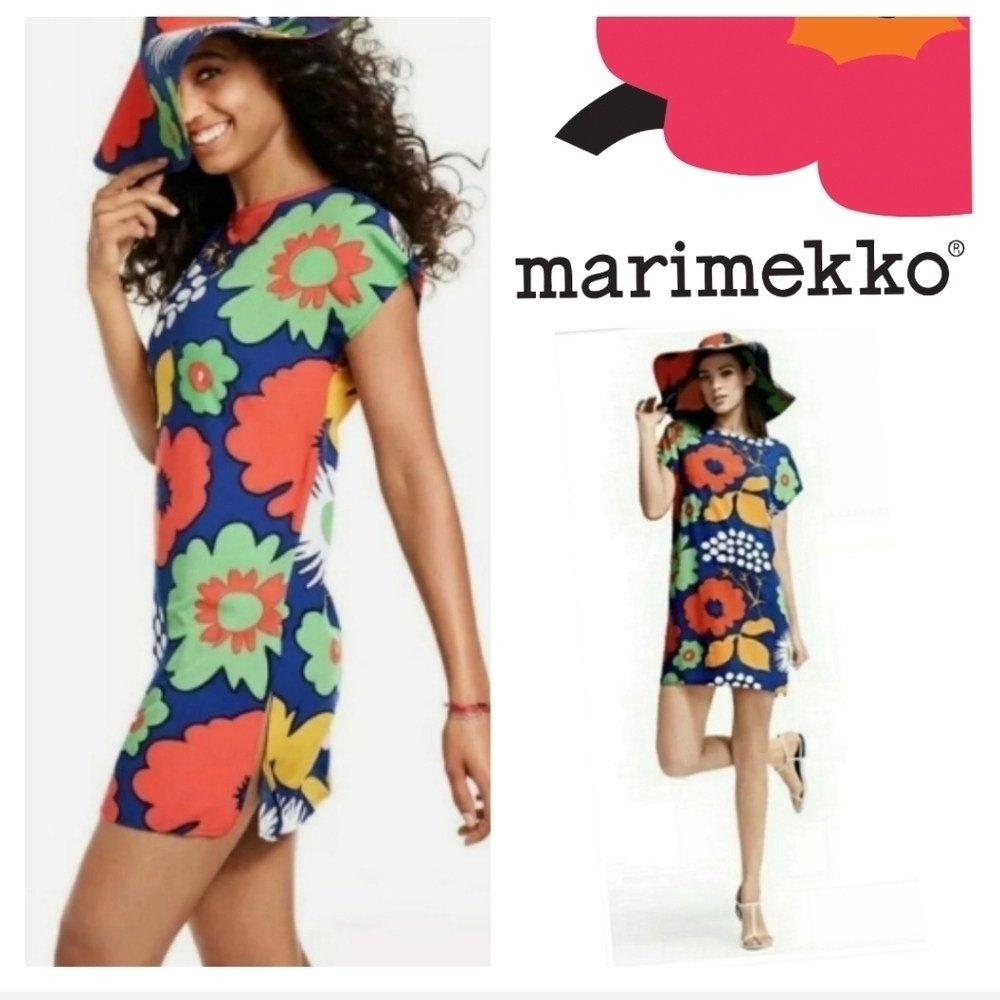 Marimekko Target Hawaiian Mini Shift Dress in Blue Bold Size XS